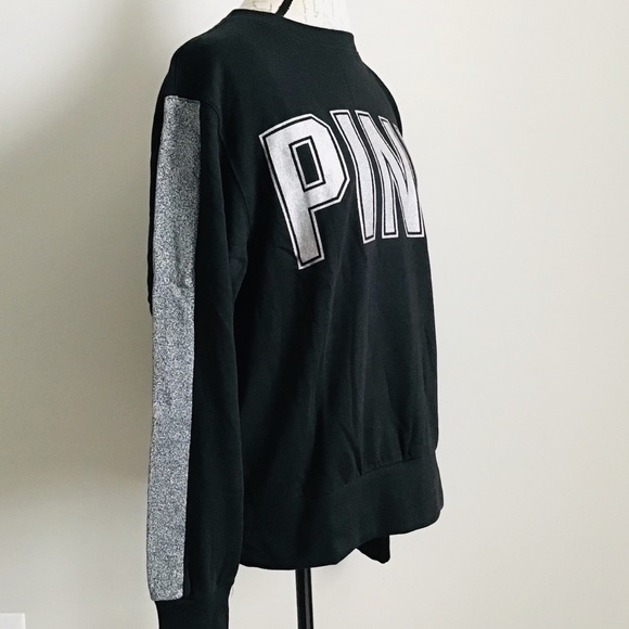 PINK VS Sequins Campus Crew Sweatshirt Top NWT - Picture 2 of 10